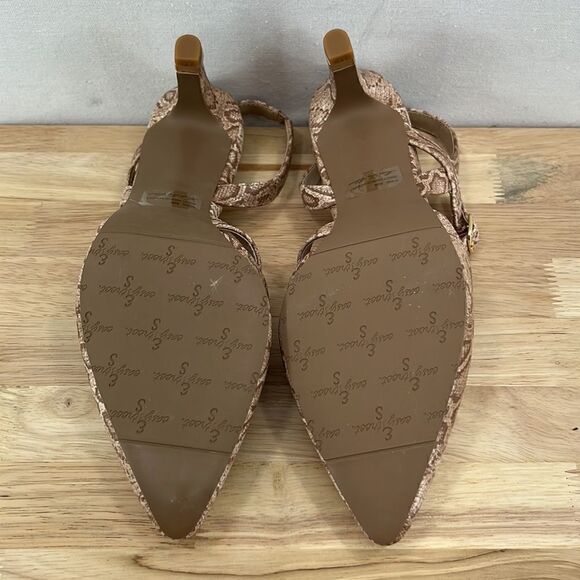 Easy Street Trissa Heel Rand Pumps- Natural Snakeskin/Gold Rand- Size 8.5 W - Picture 6 of 9